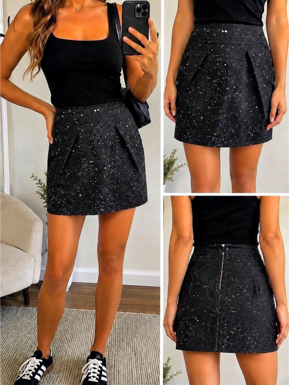 Tommy Hilfiger Abstract Mini Skirt in Black & White Size 8 Like New